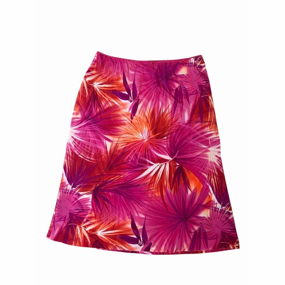Vintage Eye Candy Knee Length Skirt, Size L, Tropical Floral A-Line